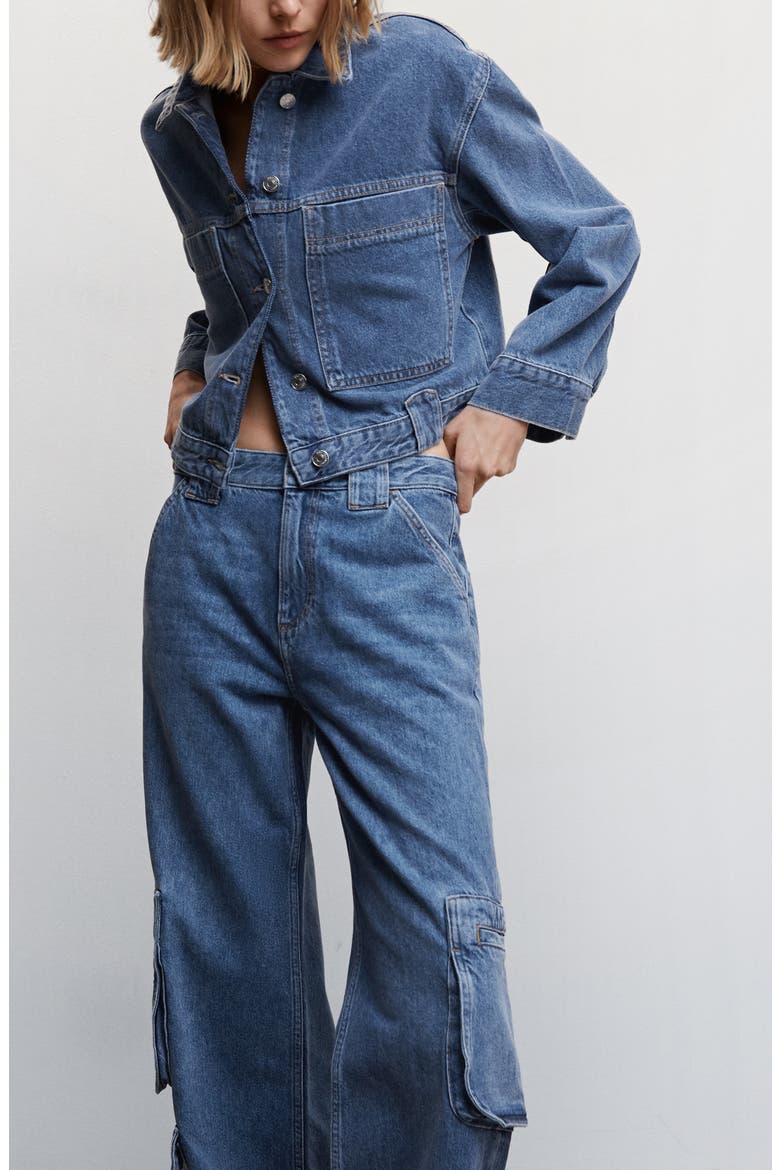 Straight Leg Cargo Jeans, Alternate, color, MEDIUM BLUE