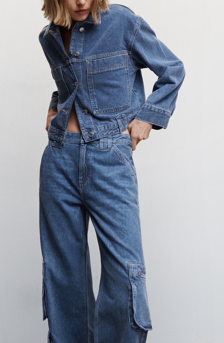 MANGO Straight Leg Cargo Jeans, Alternate, color,