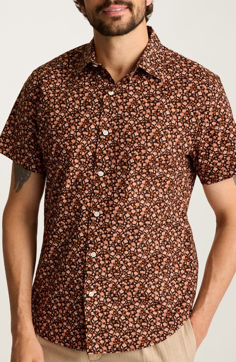 Riviera Slim Fit Floral Short Sleeve Stretch Cotton Button-Up Shirt