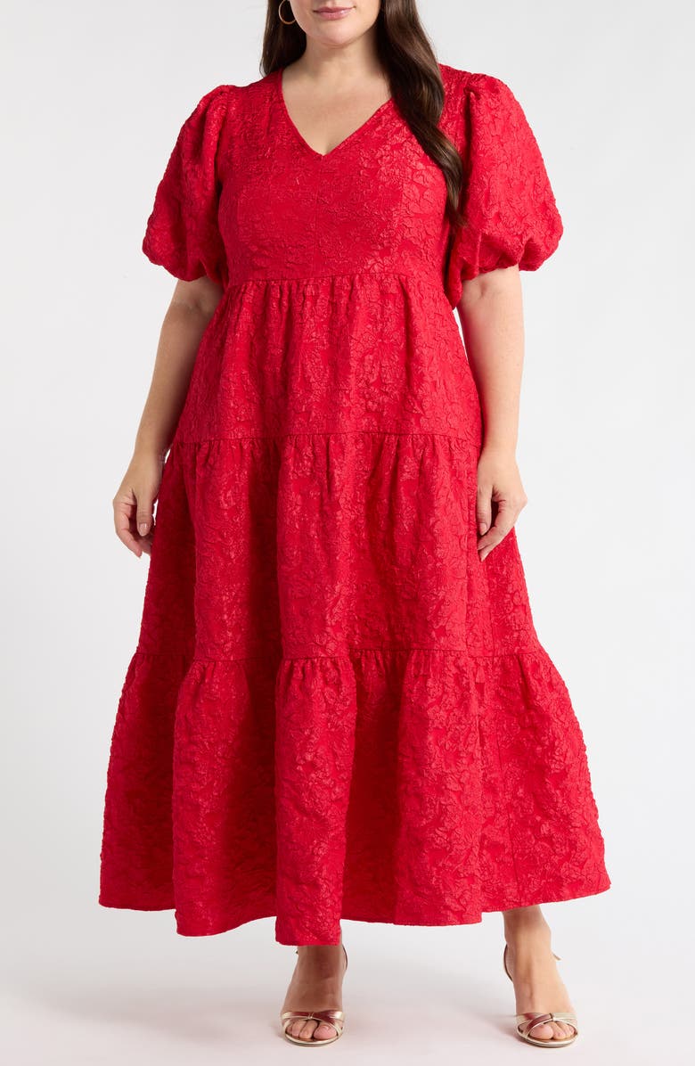 SUGARLIPS Arielle Floral Jacquard Maxi Dress, Main, color, Burgundy