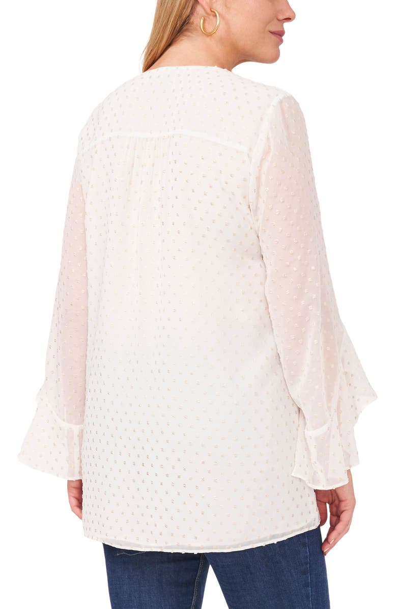 Vince Camuto Swiss Dot Flutter Sleeve Blouse, Alternate, color, 