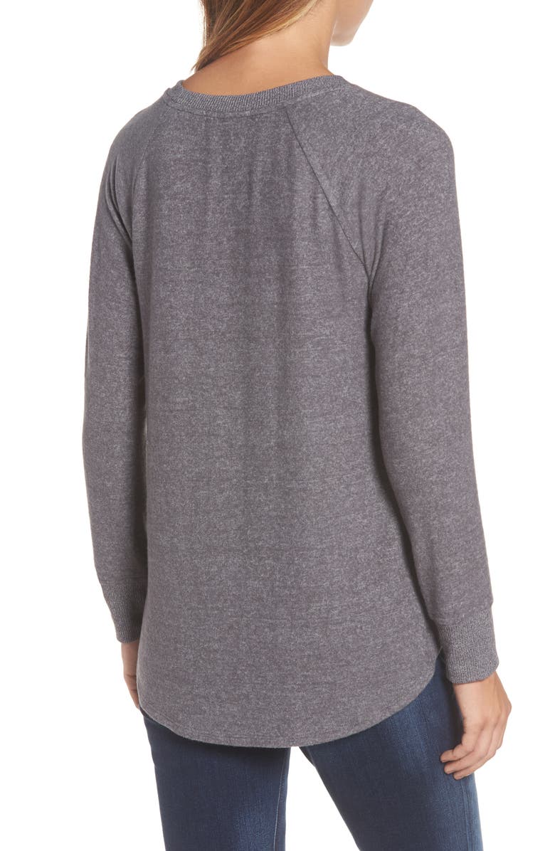 GIBSONLOOK Gibson Tie Front Cozy Fleece Pullover, Alternate, color, 