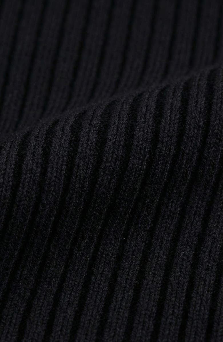 Modenaire Ribbed Knit Ruffled Collar Midi Dress, Alternate, color, Black