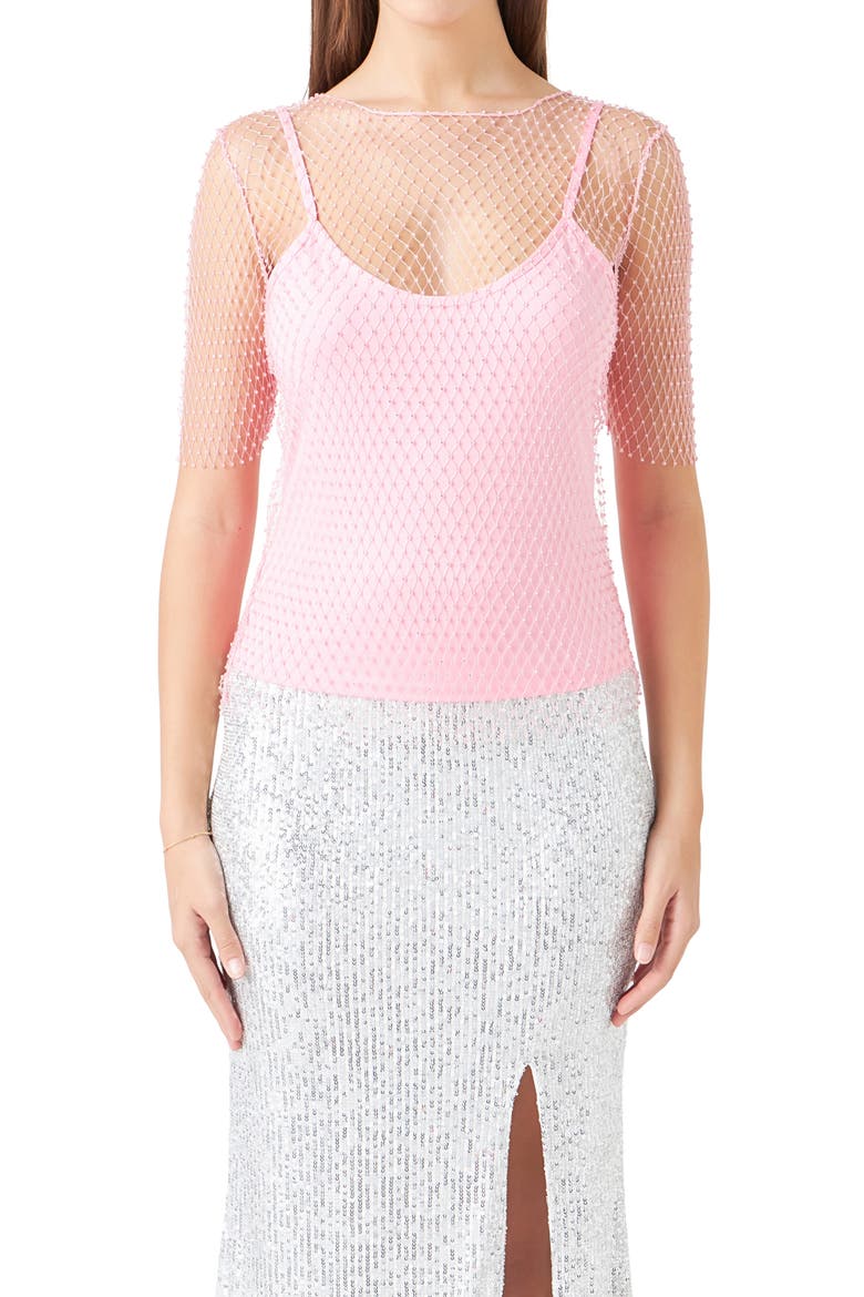 Embellished Mesh Top, Alternate, color, PINK
