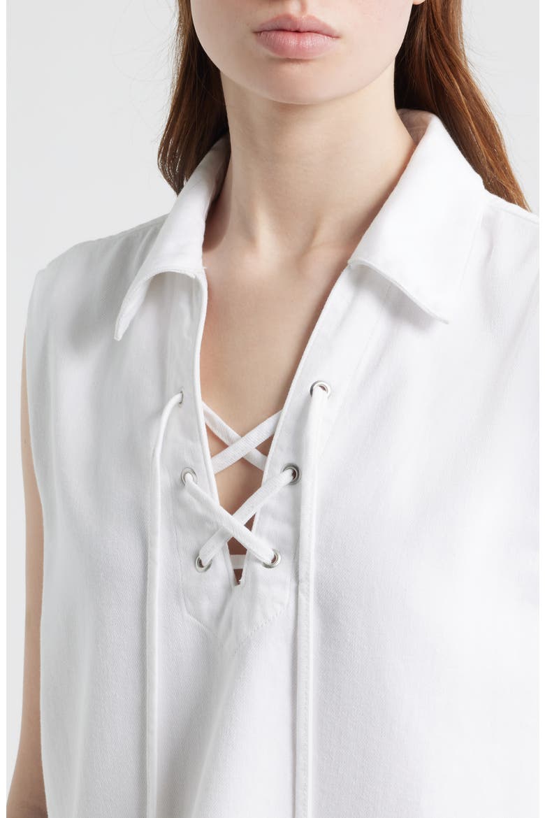 Featherweight Fiona Lace-Up Sleeveless Shirt, Alternate, color, OPTIC WHITE