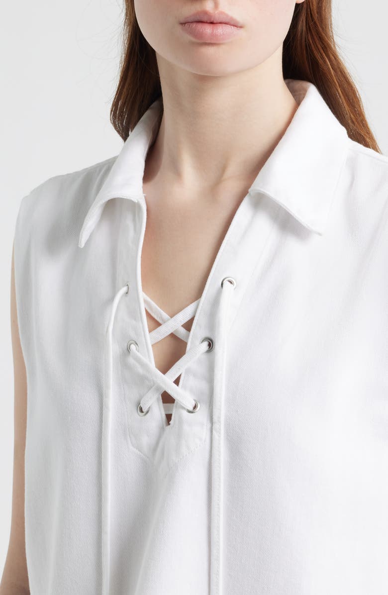 rag & bone Fiona Lace-Up Sleeveless Shirt, Alternate, color, Optic White
