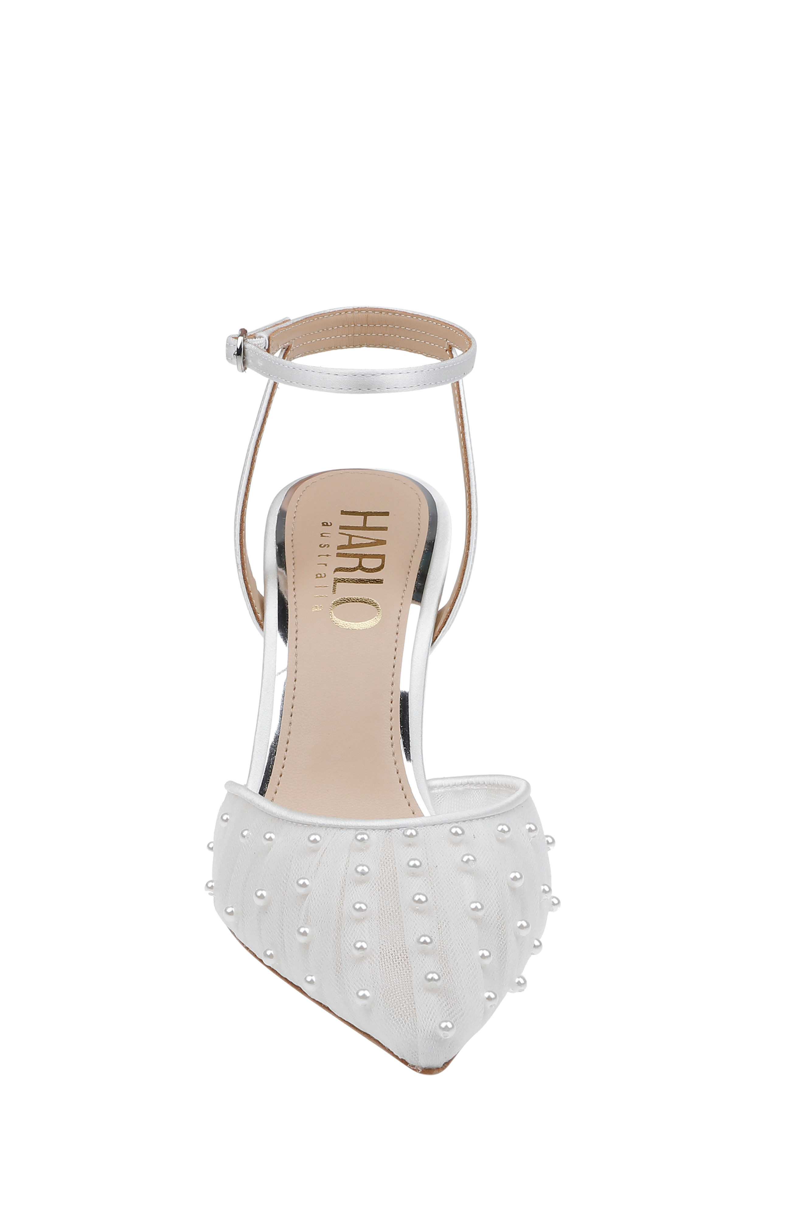 HARLO Australia Chantelle Pearl - Tulle Bridal Stiletto with Handsewn Pearls, Alternate, color, Soft White Satin