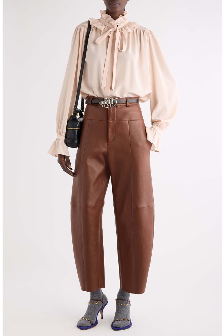 Ruffled Silk Crepe de Chine Shirt, Alternate, color, DELICATE PINK