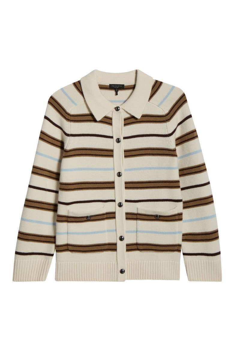 Peggy Stripe Collared Oversize Wool Cardigan, Alternate, color, IVORY MULTI