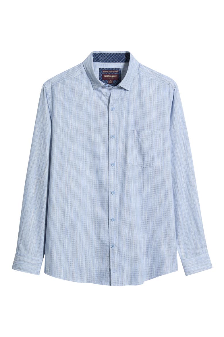 Collin Jacquard Cotton Button-Up Shirt, Main, color, LT. BLUE