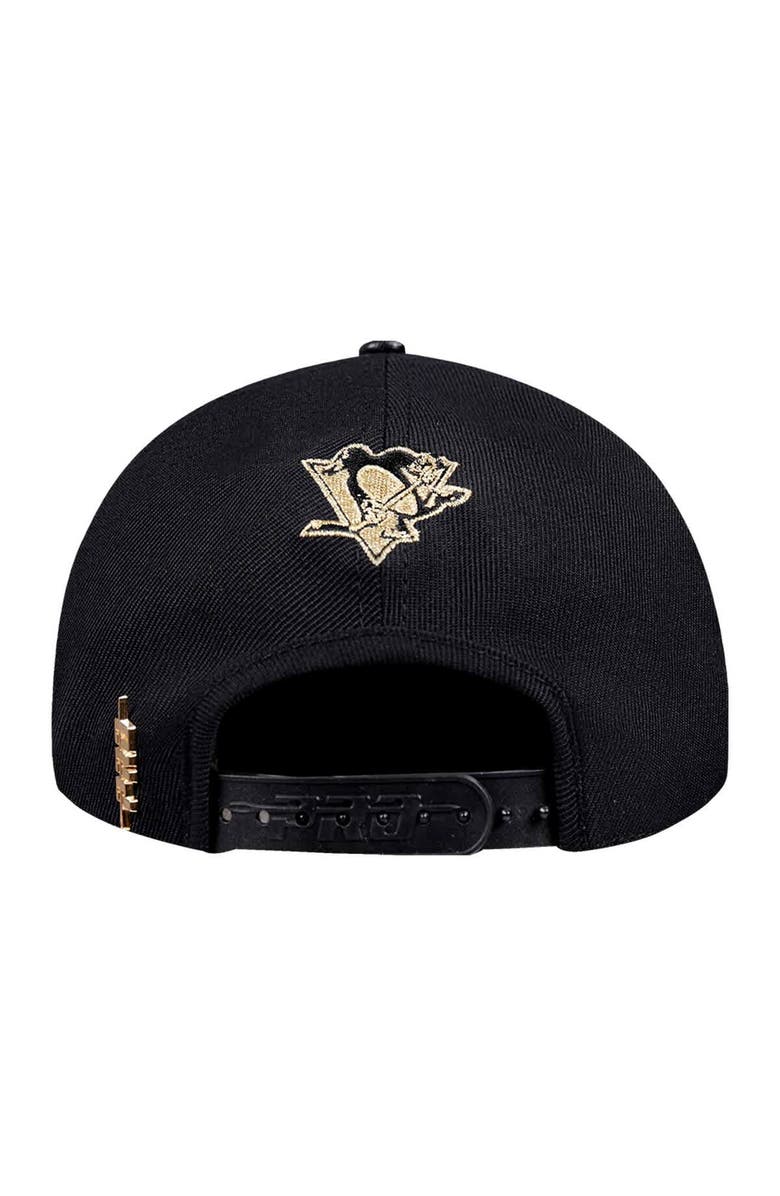 PRO STANDARD Men's Pro Standard Black Pittsburgh Penguins Metallic Logo Pinch Front Adjustable Hat, Alternate, color, Black