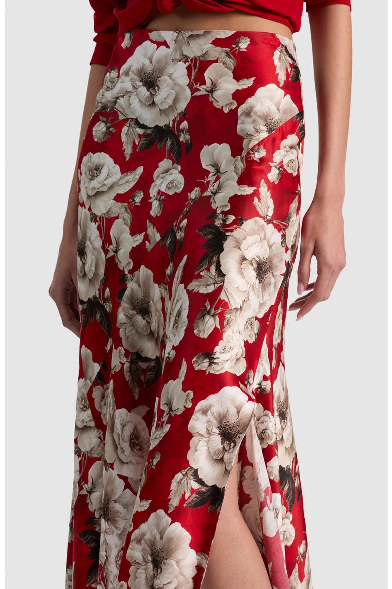 Rosa Asymmetrical Midi Skirt, Alternate, color, ROSE GARDEN SM HIBISCUS
