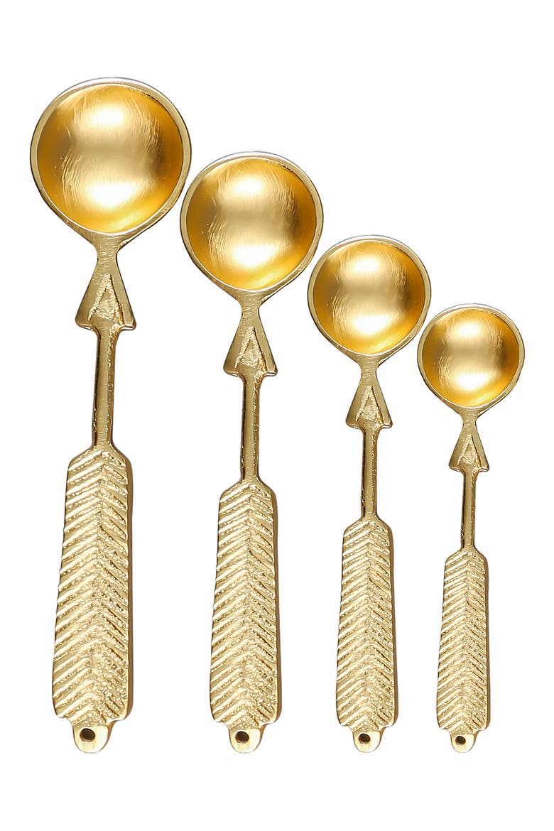 Arrow Set of 4 Measuring Spoons, Main, color, GOLD