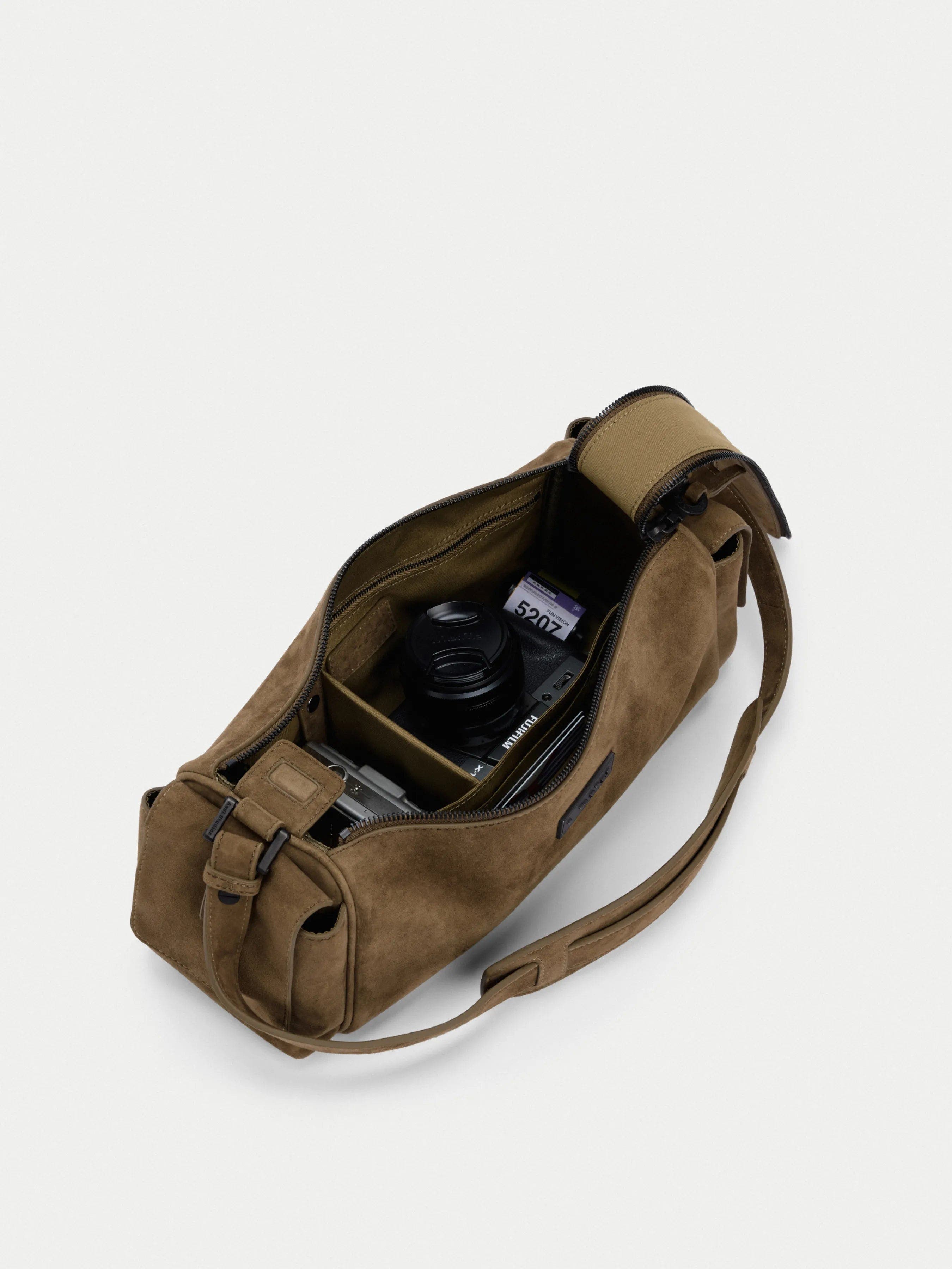 Capture Medium Sling Bag, Alternate, color, Camel Suede