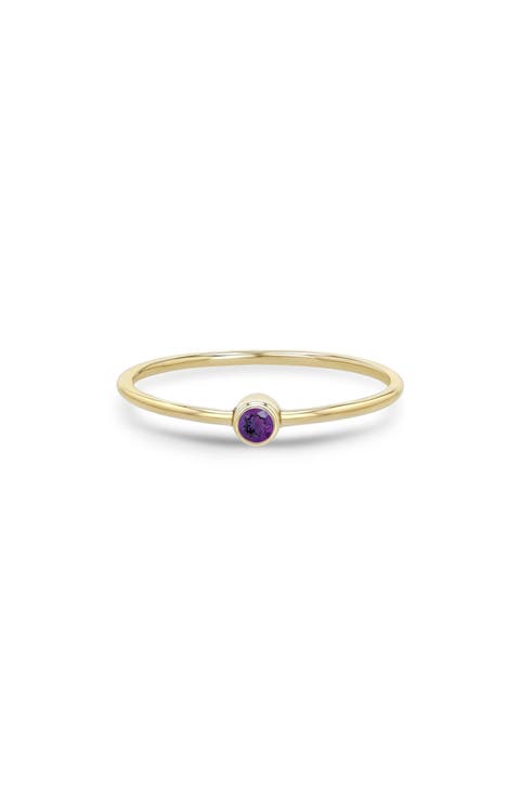 14K Gold Bezel Birthstone Stacking Ring