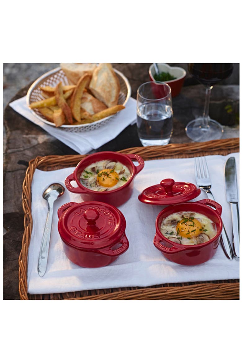 Cherry 3-Piece Mini Round Cocotte Set, Alternate, color, CHERRY