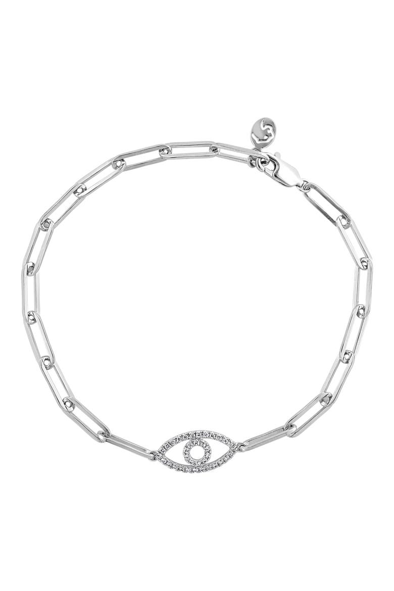Diamond Evil Eye Chain Bracelet, Main, color, SILVER