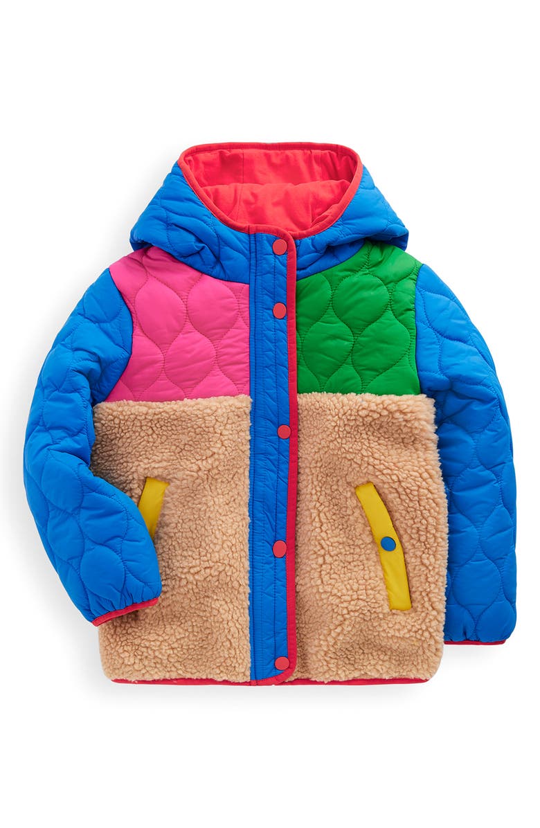 Mini Boden Kids' Mixed Fleece & Quilted Jacket, Main, color, 
