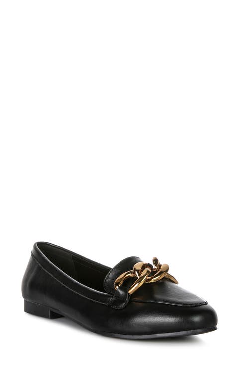 Chain Detail Faux Leather Loafer (Women)