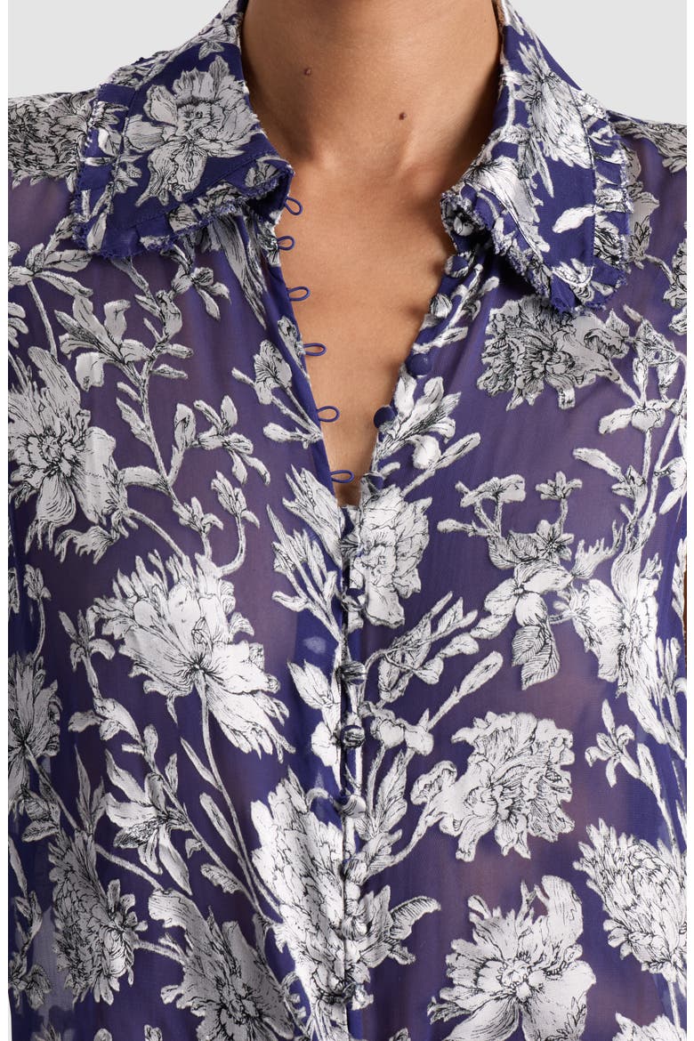 Layered Ruffle Sleeve Shirt, Alternate, color, BLOOMING WILD INDIGO