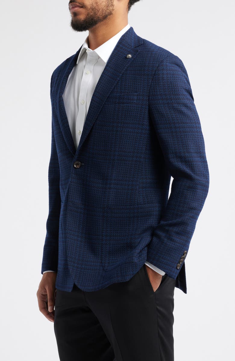 Jack Victor Hampton Plaid Stretch Wool Sport Coat, Alternate, color, Navy