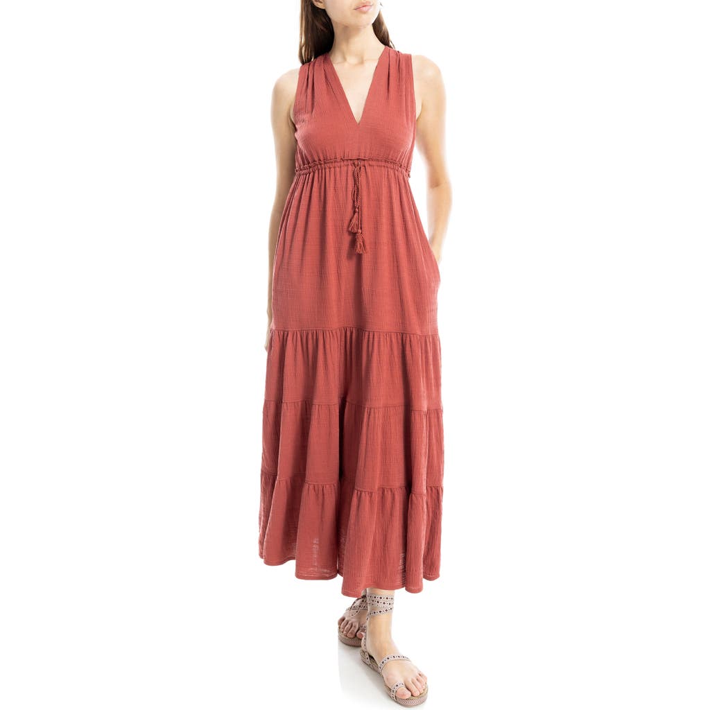 Max Studio Tassel Tie Maxi Dress In Red