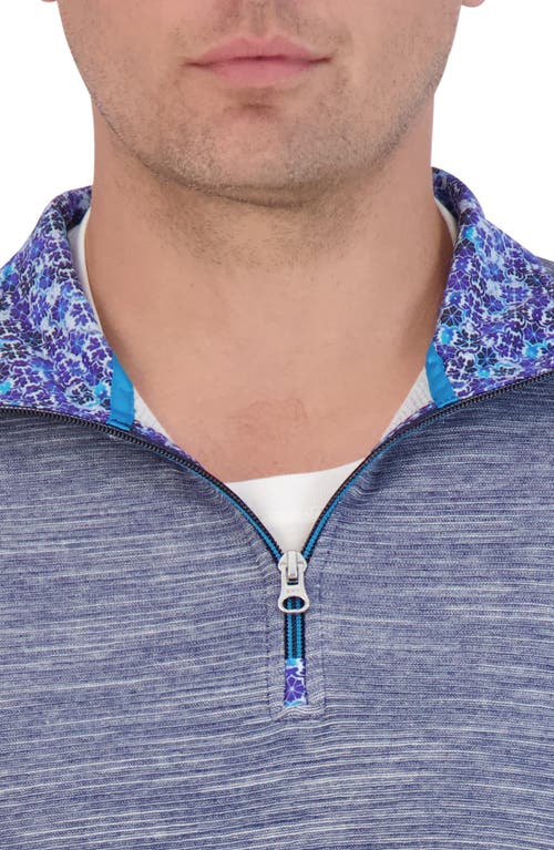 Robert Graham Ledson Space Dye Quarter Zip Top In Blue