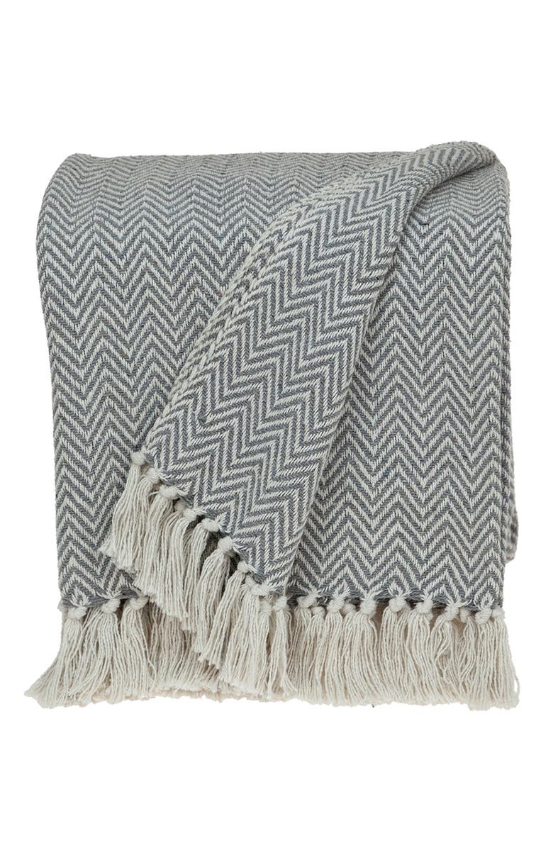 PARKLAND COLLECTION Isla Transitional Grey 52" x 67" Woven Handloom Throw Blanket, Alternate, color, Gray