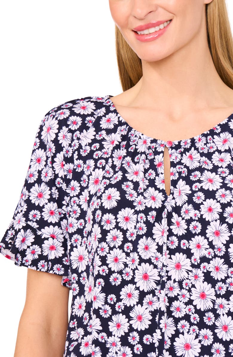 CeCe Keyhole Ruffle Top, Alternate, color, Classic Navy