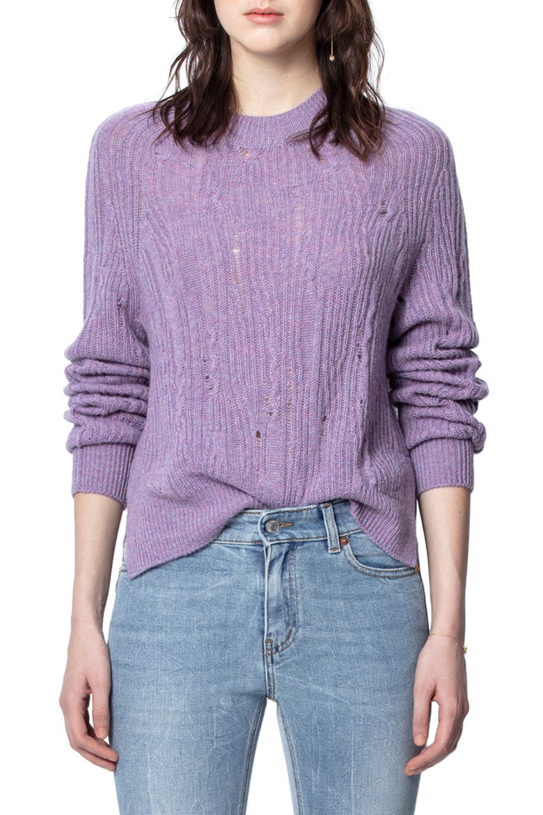 Lili C Destroy Sweater, Main, color, MAUVE