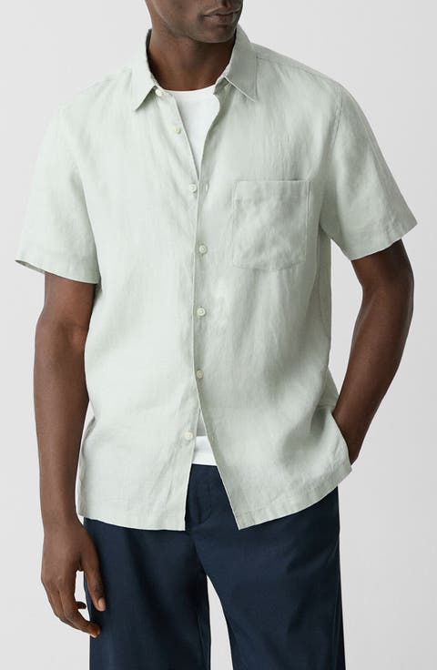 Irving Solid Short Sleeve Linen Button-Up Shirt