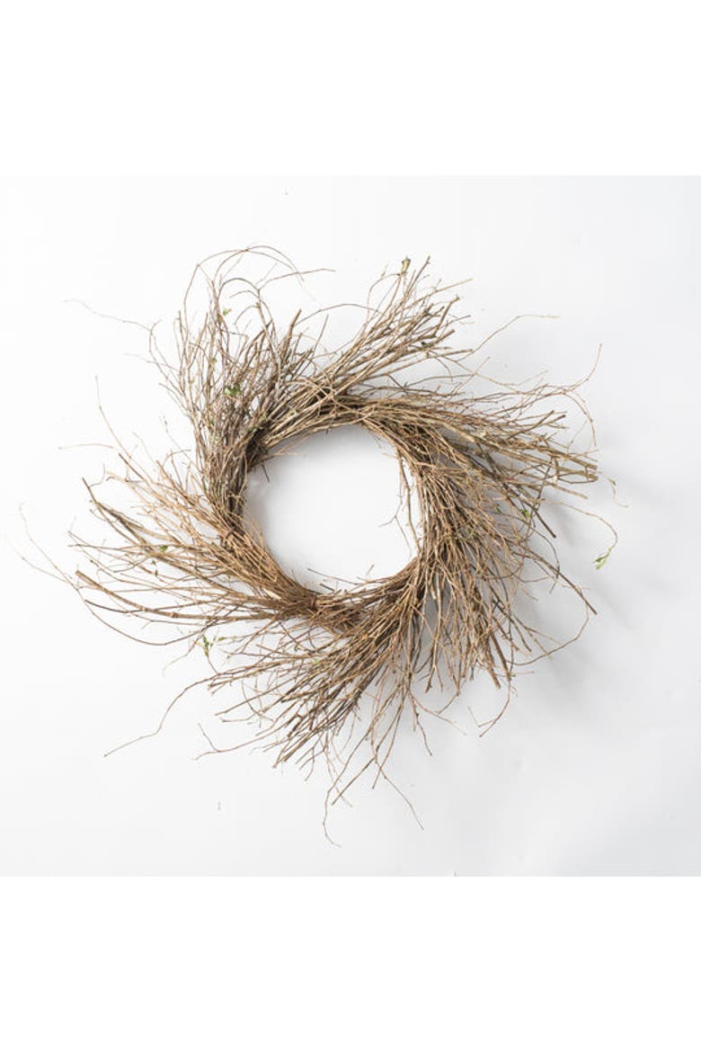 Wispy Twig Round Fall Mini Wreath or Candle Ring Centerpiece, Main, color, Brown
