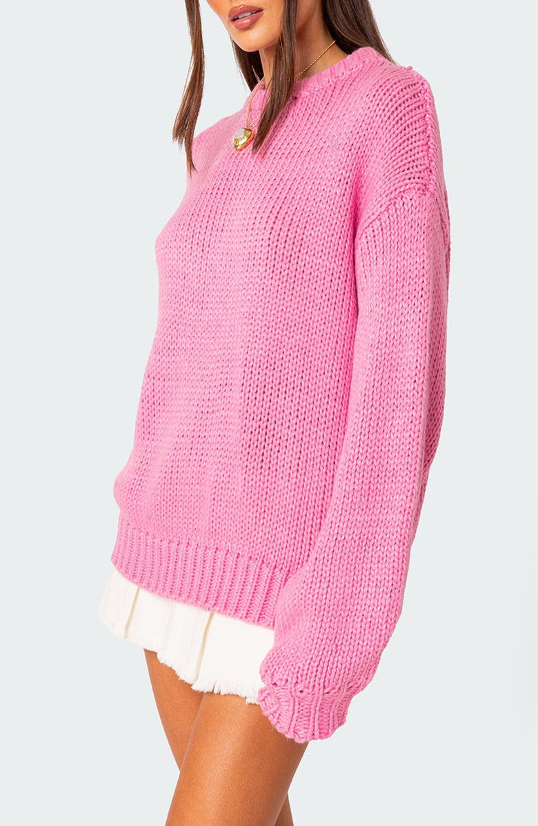 EDIKTED Aiden Oversize Chunky Sweater, Alternate, color, Pink