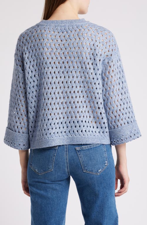 Wit & Wisdom Open Stitch Three-quarter Sleeve Crewneck Sweater