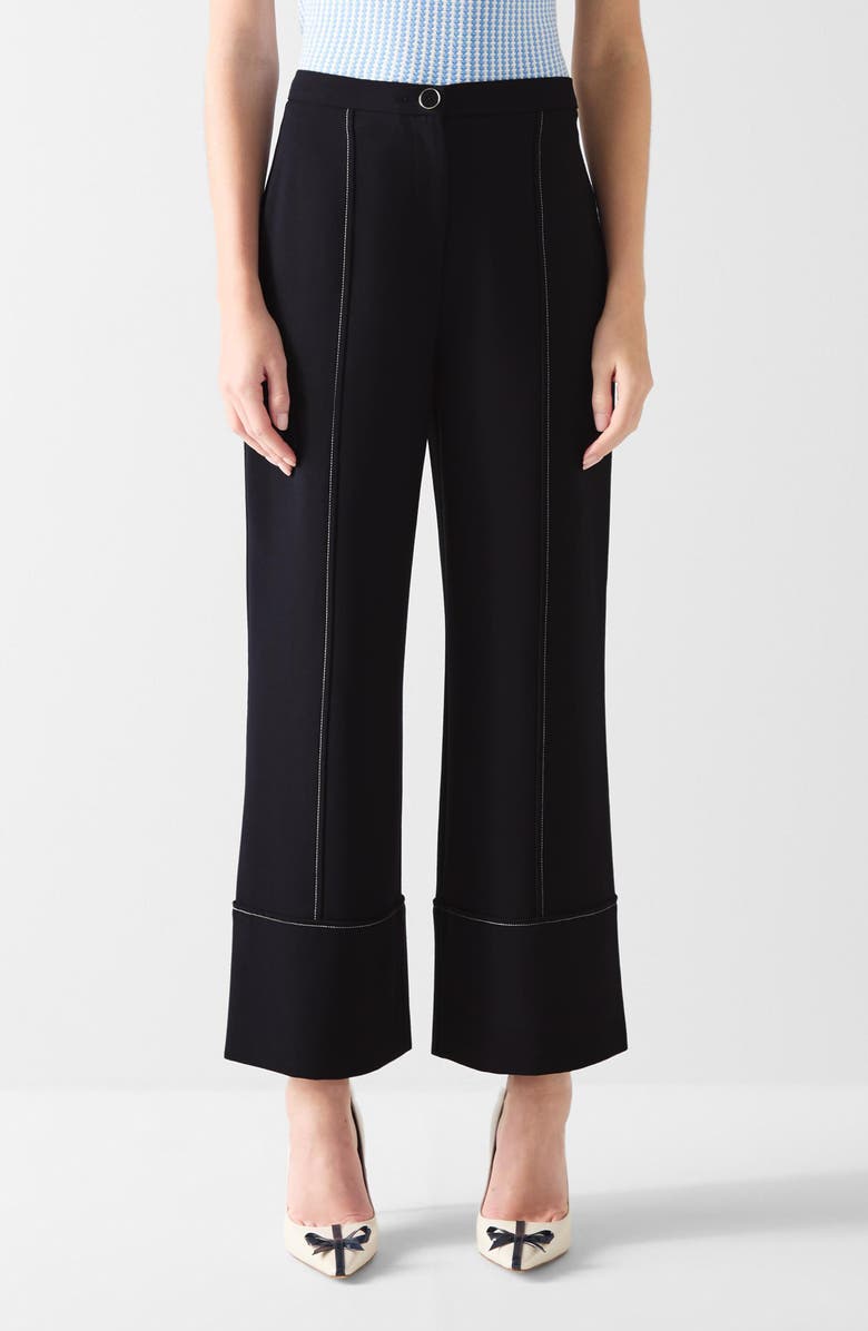 LK Bennett Eugine Crop Pants, Main, color, Navy