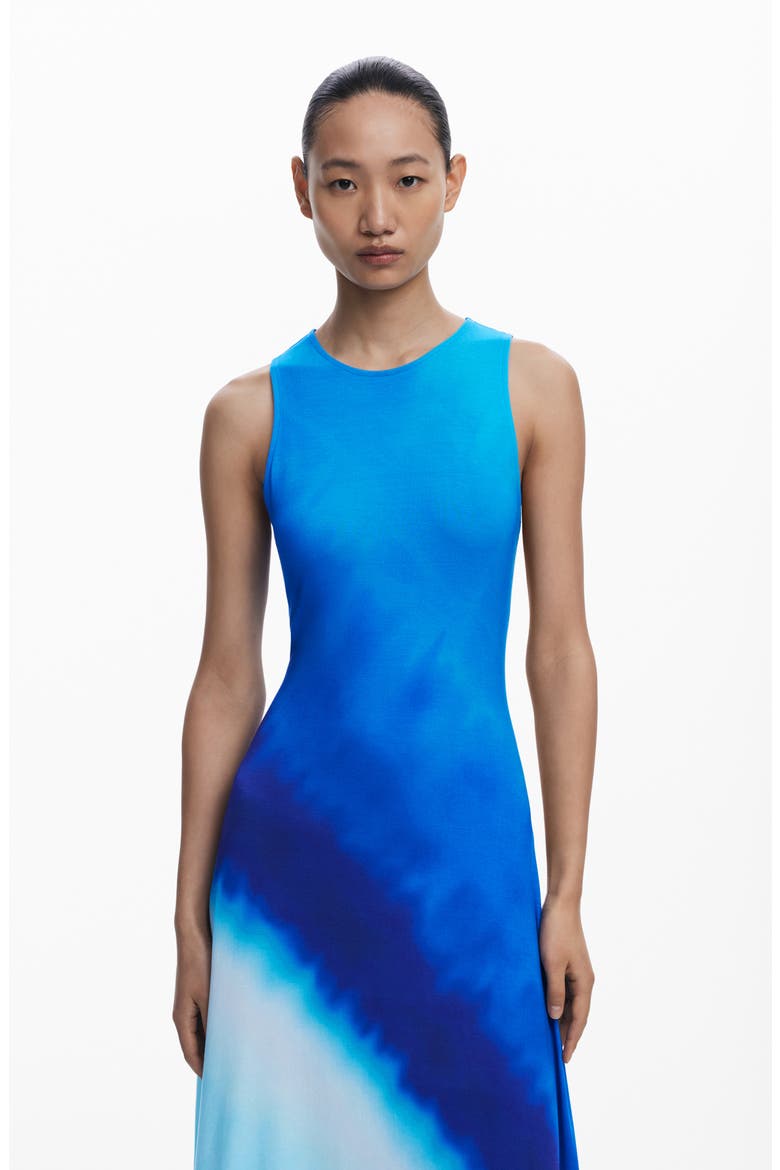 Ombré Print Sleeveless Asymmetric Maxi Dress, Alternate, color, BLUE