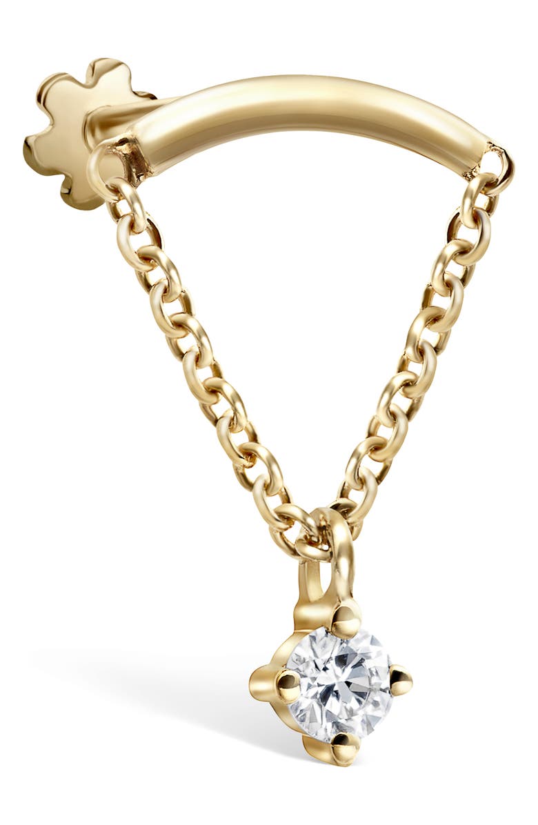 MARIA TASH Prong Set Diamond Drape Threaded Single Stud Earring, Main, color, Yellow Gold