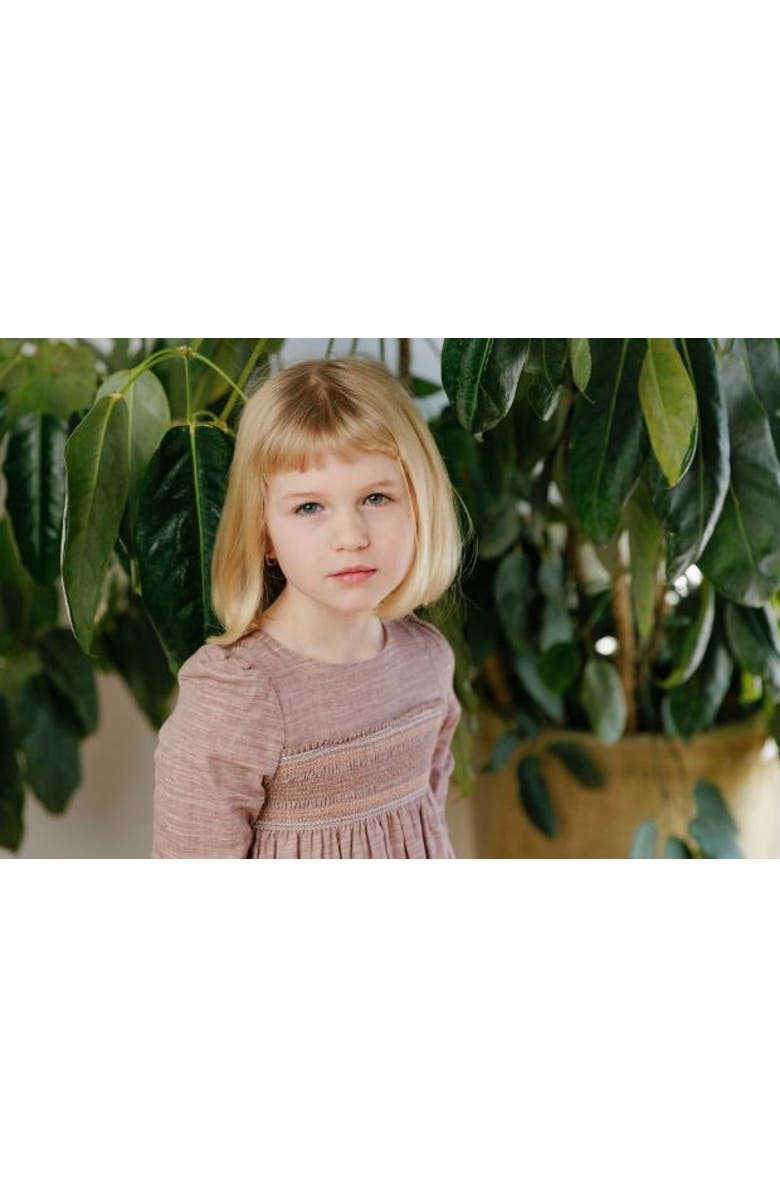 Ely
s 
Co. Looms Stitch Collection - 3/4 Smocked Linen Dress, Alternate, color, Mauve