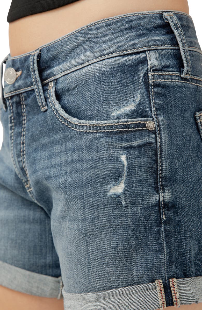 Silver Jeans Co. Mid Rise Denim Boyfriend Shorts, Alternate, color, Indigo