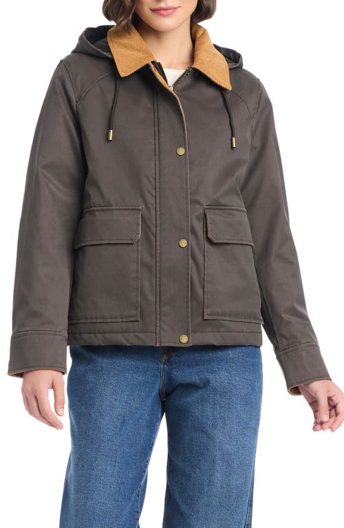 Sanctuary Hooded Waxed Jacket In Brown