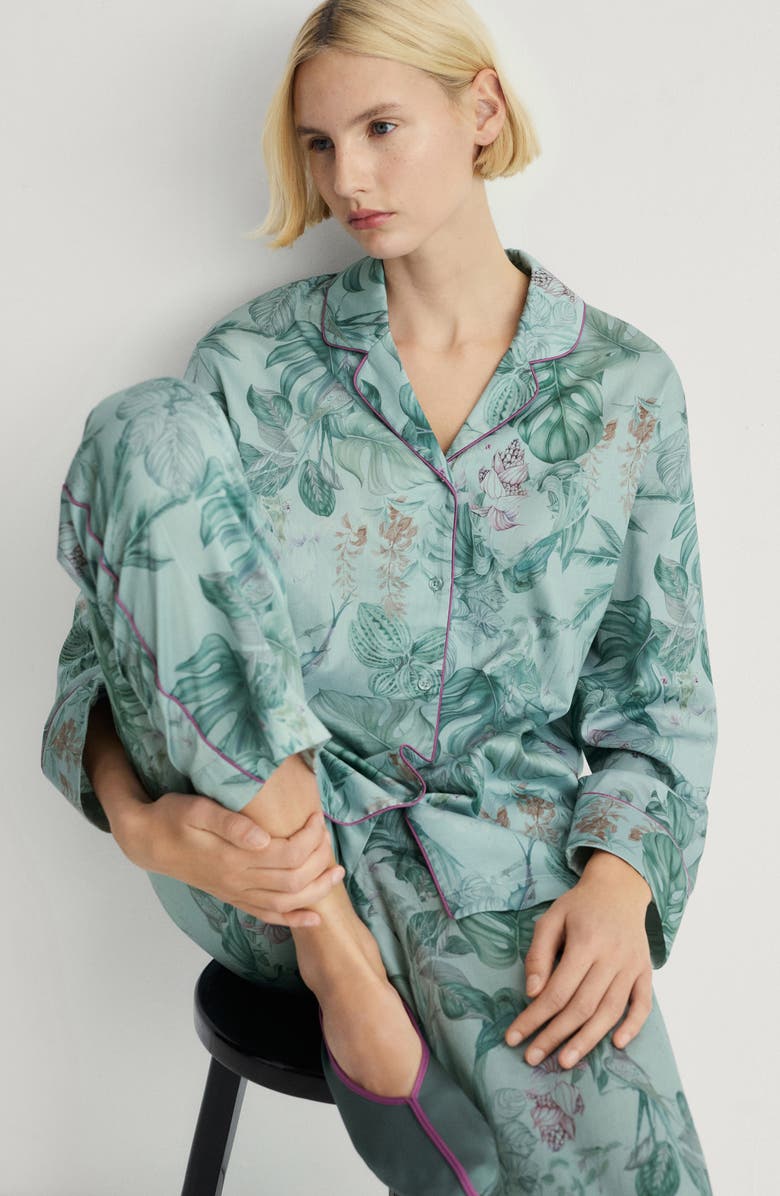 MANGO Tropical Print Pajama Shirt, Alternate, color, 