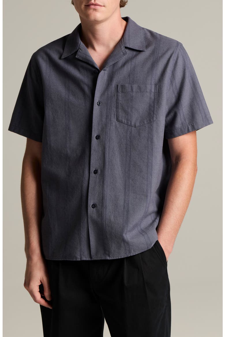 Cove Stripe Cotton & Hemp Cabana Shirt, Main, color, NEUE BLUE