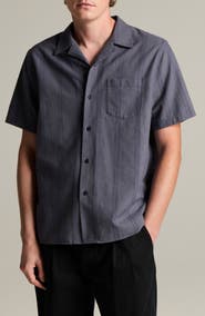 Vince Cove Stripe Cotton & Hemp Cabana Shirt
