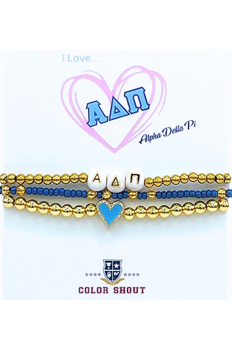 Alpha Delta Pi Love My Sorority Bracelet Stack, Main, color, Yellow Gold