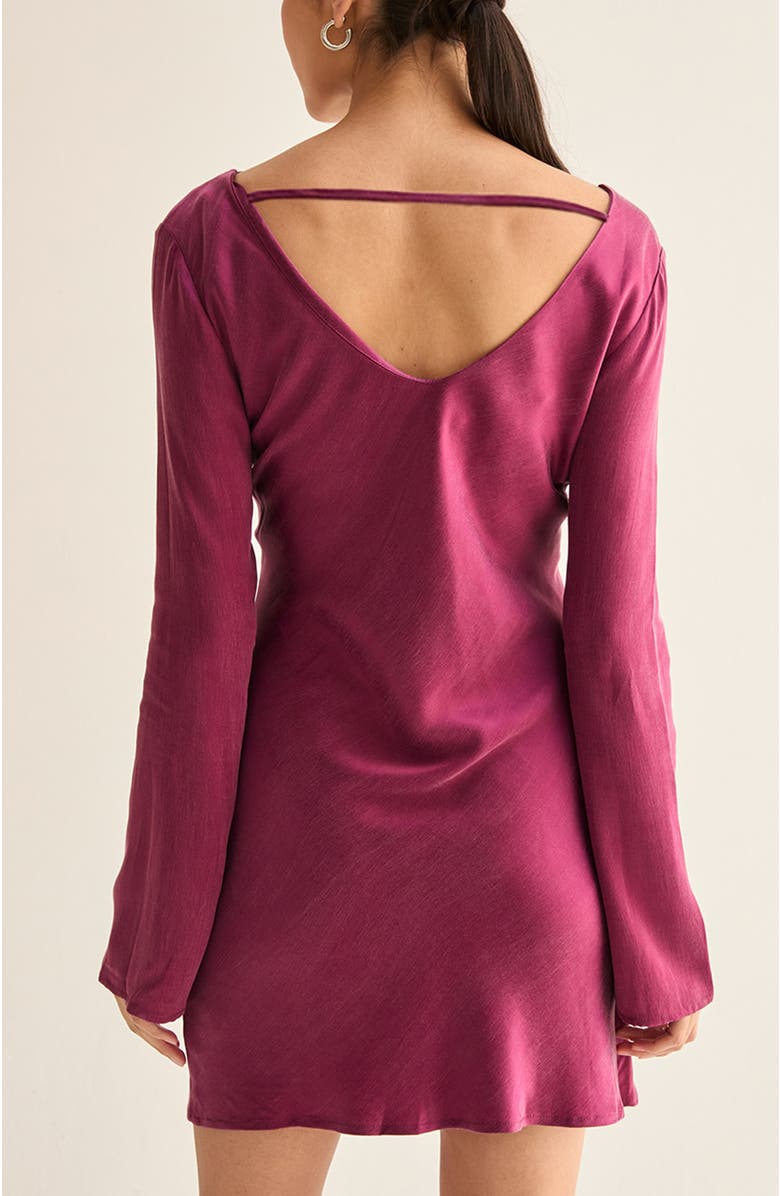 CRESCENT Bell Sleeves Cupro Mini Dress, Alternate, color, Merlot