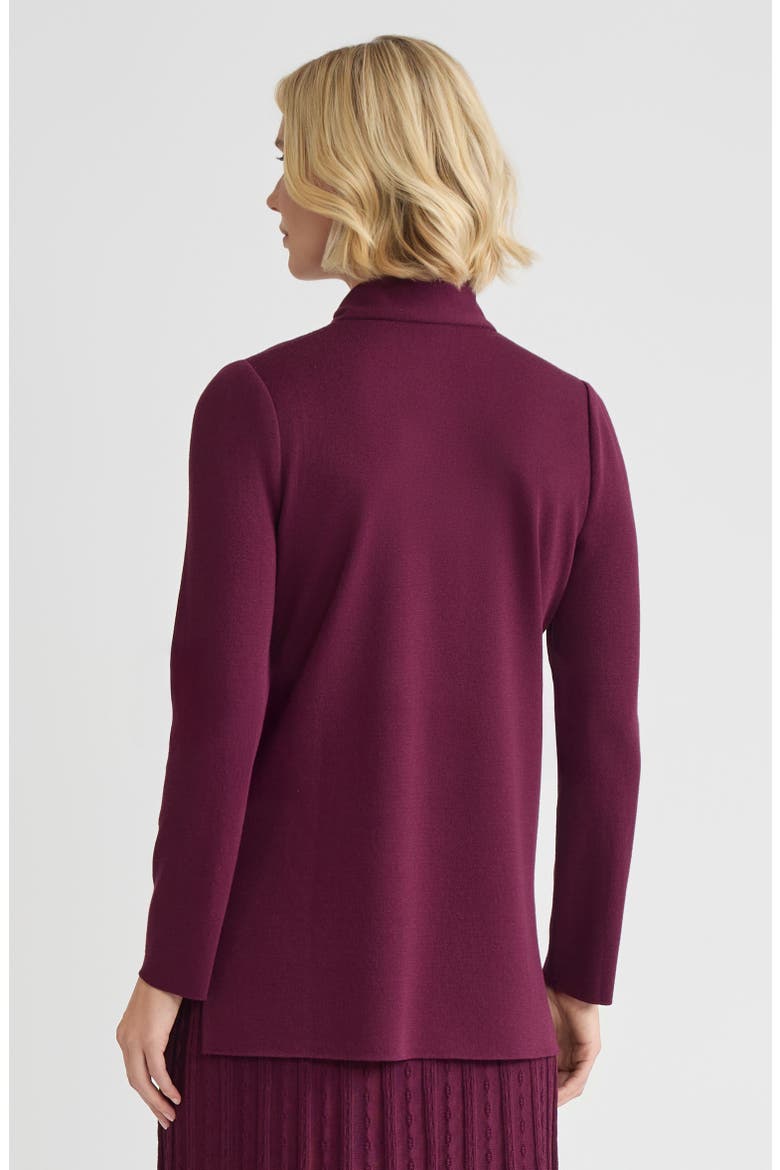 Tie-Neck Floral Jacquard Soft Knit Tunic, Alternate, color, Midnight Violet/Black