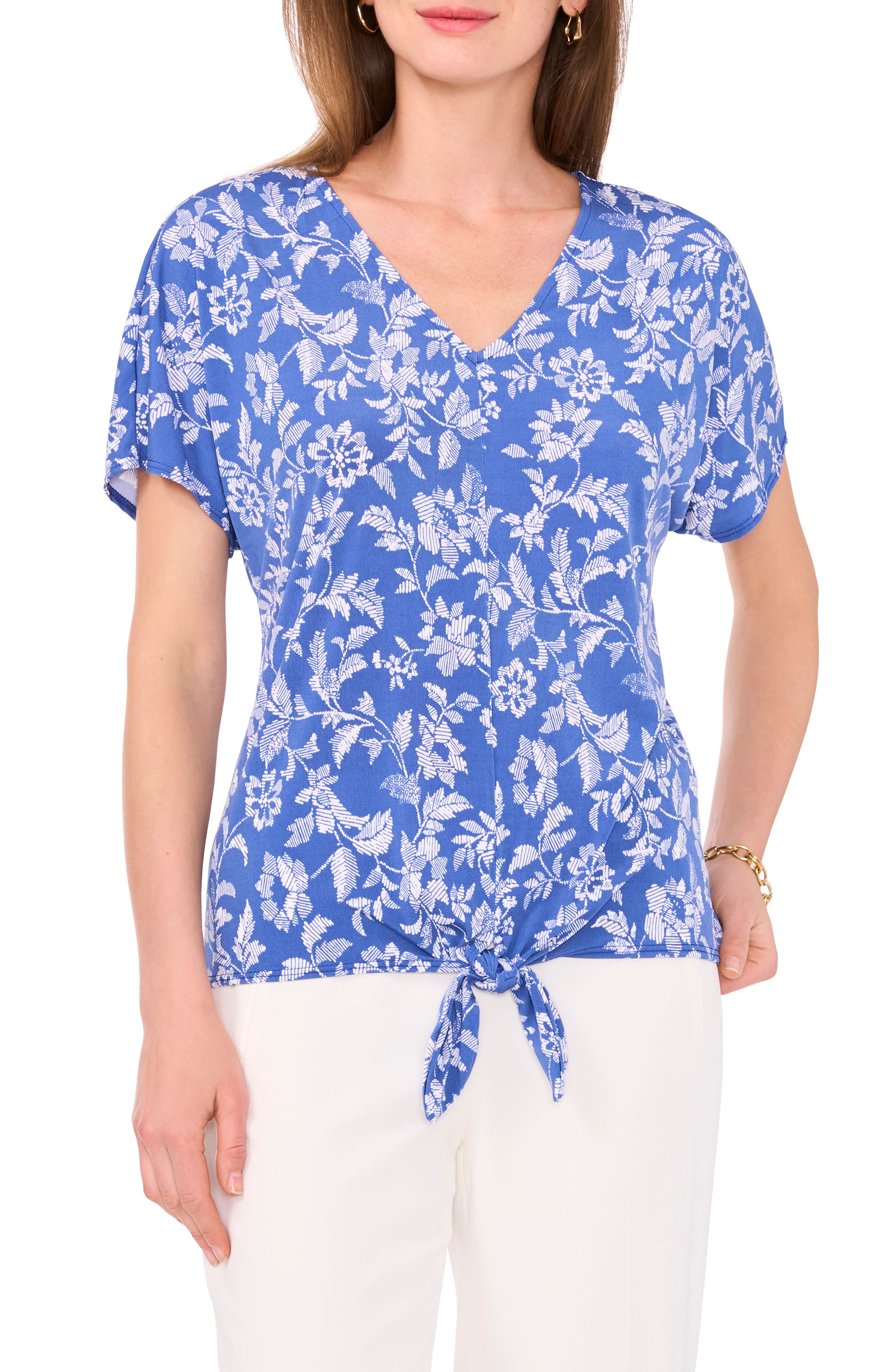 Print Tie Front Top