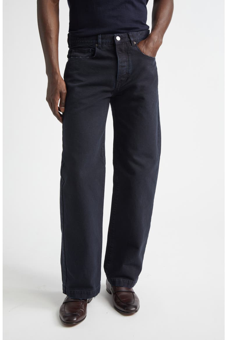 Oceano Straight Leg Canvas Trousers, Main, color, DARK BLUE