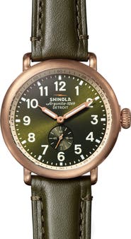 Shinola Runwell Sub Second Leather Strap Watch, 43mm