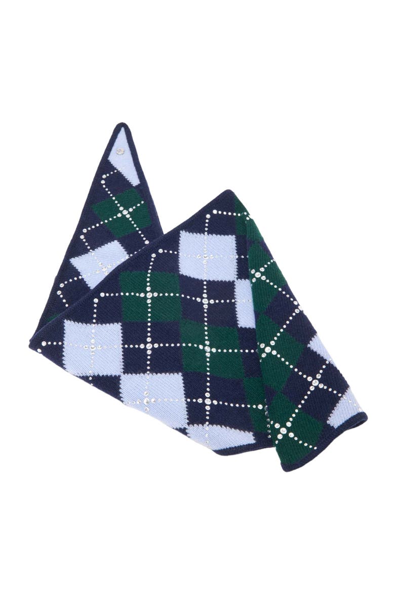 Wool argyle triangle scarf, Alternate, color, Navy